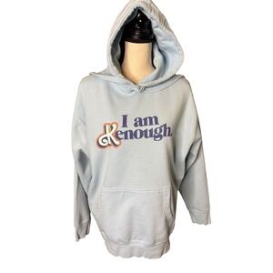 Barbie The Movie I Am Kenough Hoodie Light Blue Graphic Sweatshirt Womens Large
